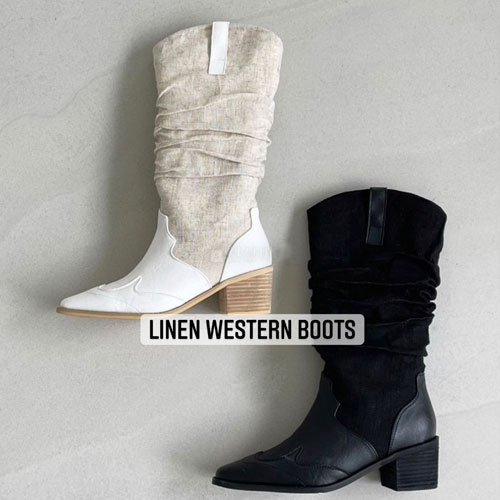 Linen western boots